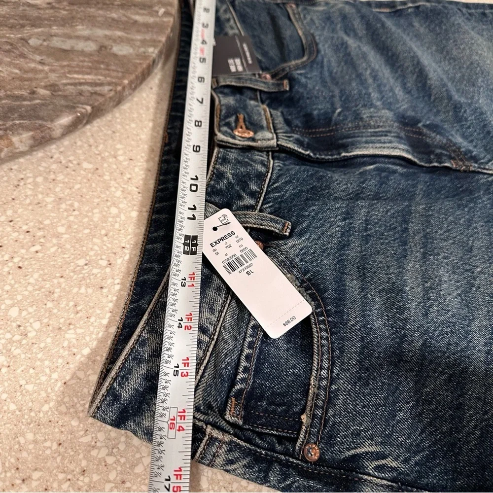 Express Wide Leg High Rise Jeans Women's 10L Tall Mom Wide Loose Distressed NWT